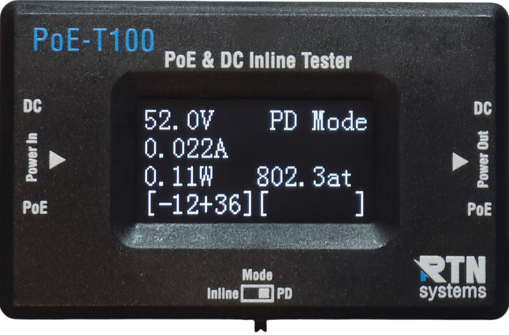 PoE-T100 Inline PoE & DC Tester – 802.3af/at/bt, Passive PoE, OLED ...